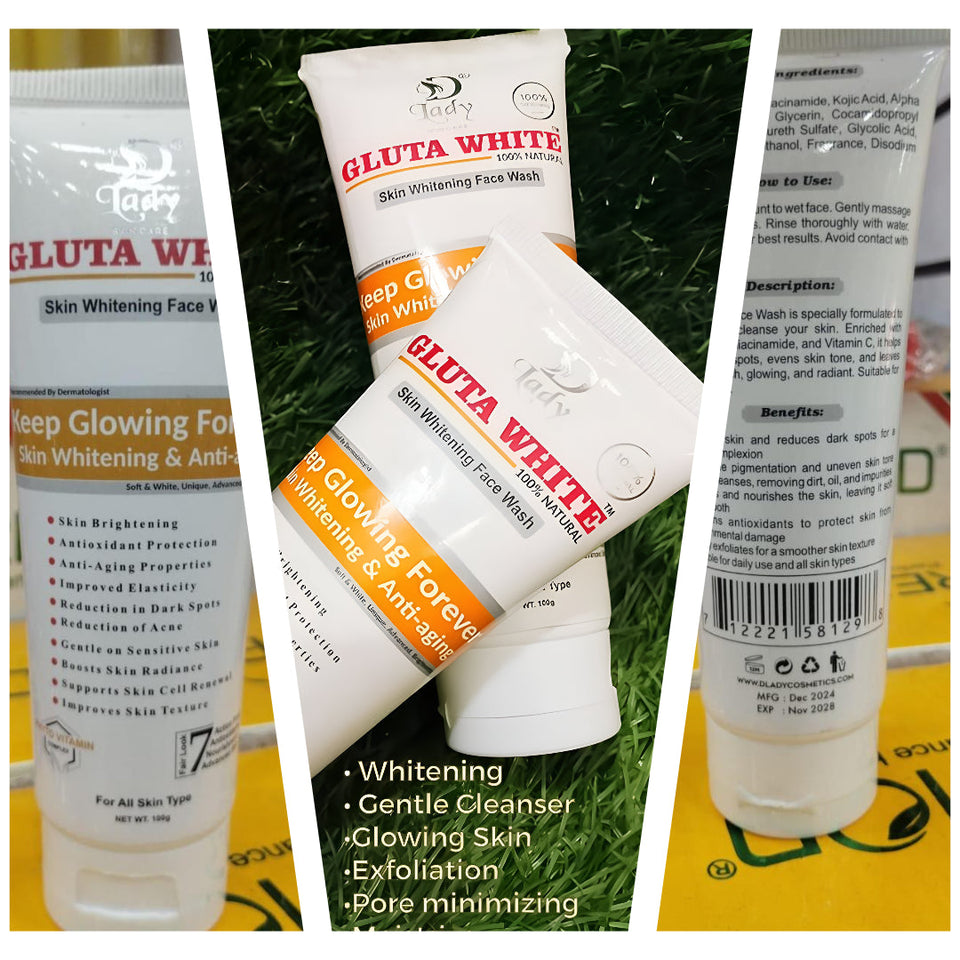 Gluta White Original Skin Whitening Face Wash – Brightening & Hydrating Daily Cleanser 100g