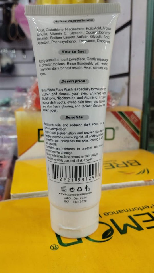 Gluta White Original Skin Whitening Face Wash – Brightening & Hydrating Daily Cleanser 100g