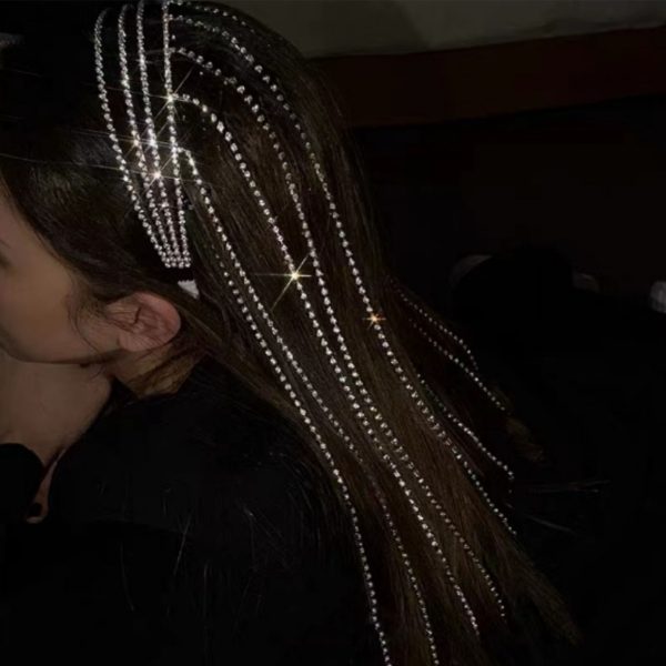 Full Rhinestone Long Tassel Headband