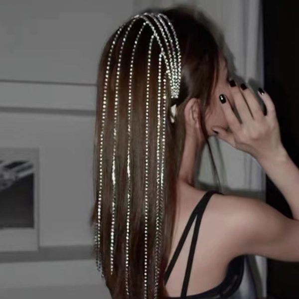Full Rhinestone Long Tassel Headband
