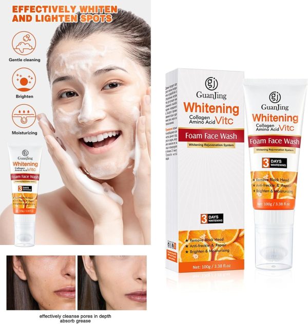 Vitamin C Foam Wash Foam Anti-freckles Cleanser Deep Cleansing Remove Blackheads Repair Face Wash Cleansing Brightening Moisturizing 120g