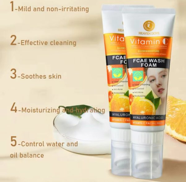 Vitamin C Foam Wash Foam Anti-freckles Cleanser Deep Cleansing Remove Blackheads Repair Face Wash Cleansing Brightening Moisturizing 120g